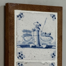 Framed Pair of 18th Century Dutch Delft Blue and White Tiles
