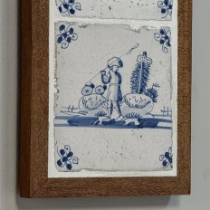 Framed Pair of 18th Century Dutch Delft Blue and White Tiles