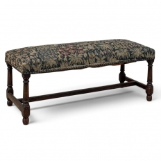 Antique Renaissance Revival Floral Needlepoint Tapestry Bench