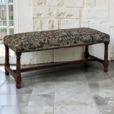 Antique Renaissance Revival Floral Needlepoint Tapestry Bench