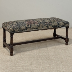 Antique Renaissance Revival Floral Needlepoint Tapestry Bench