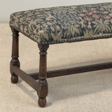 Antique Renaissance Revival Floral Needlepoint Tapestry Bench