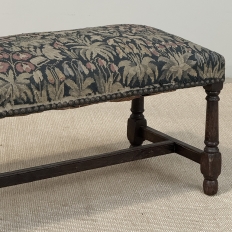 Antique Renaissance Revival Floral Needlepoint Tapestry Bench