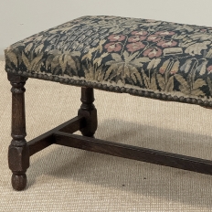 Antique Renaissance Revival Floral Needlepoint Tapestry Bench