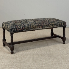 Antique Renaissance Revival Floral Needlepoint Tapestry Bench
