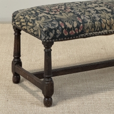 Antique Renaissance Revival Floral Needlepoint Tapestry Bench