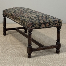 Antique Renaissance Revival Floral Needlepoint Tapestry Bench