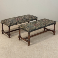 Antique Renaissance Revival Floral Needlepoint Tapestry Bench