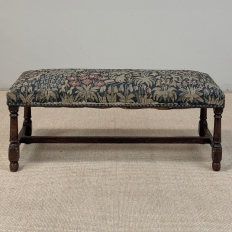 Antique Renaissance Revival Floral Needlepoint Tapestry Bench