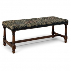 Antique Renaissance Revival Floral Needlepoint Tapestry Bench