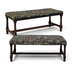 Antique Renaissance Revival Floral Needlepoint Tapestry Bench