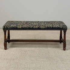 Antique Renaissance Revival Floral Needlepoint Tapestry Bench