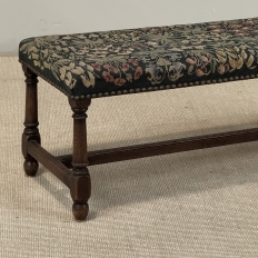 Antique Renaissance Revival Floral Needlepoint Tapestry Bench