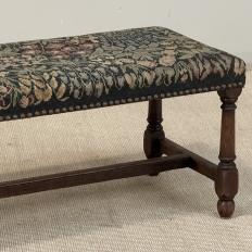 Antique Renaissance Revival Floral Needlepoint Tapestry Bench