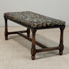 Antique Renaissance Revival Floral Needlepoint Tapestry Bench