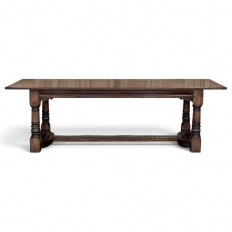 18th Century English Oak Trestle Dining Table with Turned Supports