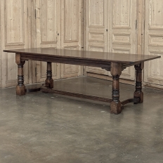 18th Century English Oak Trestle Dining Table with Turned Supports