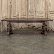 18th Century English Oak Trestle Dining Table with Turned Supports