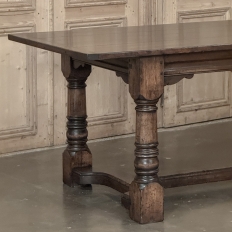 18th Century English Oak Trestle Dining Table with Turned Supports