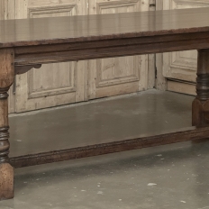 18th Century English Oak Trestle Dining Table with Turned Supports
