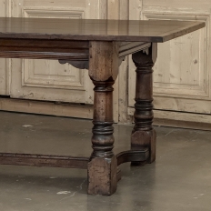 18th Century English Oak Trestle Dining Table with Turned Supports