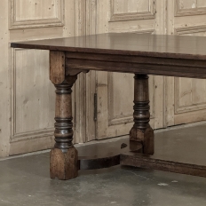 18th Century English Oak Trestle Dining Table with Turned Supports