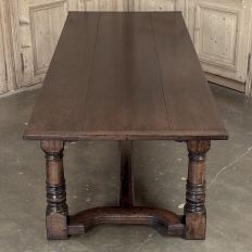 18th Century English Oak Trestle Dining Table with Turned Supports
