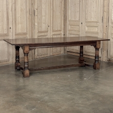 18th Century English Oak Trestle Dining Table with Turned Supports