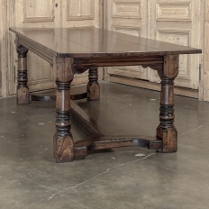 18th Century English Oak Trestle Dining Table with Turned Supports