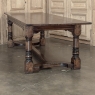 18th Century English Oak Trestle Dining Table with Turned Supports