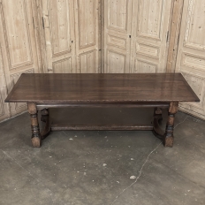 18th Century English Oak Trestle Dining Table with Turned Supports