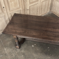 18th Century English Oak Trestle Dining Table with Turned Supports