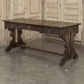 Antique Neo Gothic Carved Oak Trestle Three Drawer Writing Desk