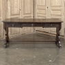 Antique Neo Gothic Carved Oak Trestle Three Drawer Writing Desk