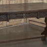 Antique Neo Gothic Carved Oak Trestle Three Drawer Writing Desk