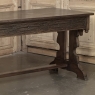 Antique Neo Gothic Carved Oak Trestle Three Drawer Writing Desk