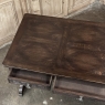 Antique Neo Gothic Carved Oak Trestle Three Drawer Writing Desk