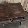 Antique Neo Gothic Carved Oak Trestle Three Drawer Writing Desk
