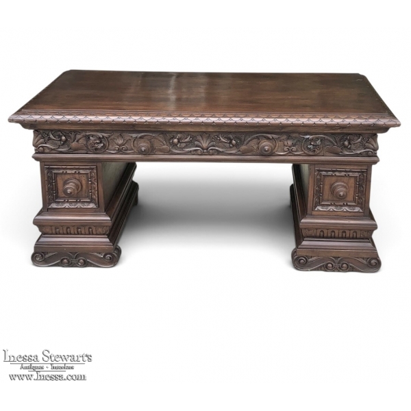 Italian Renaissance Revival Carved Walnut Console with Drawers