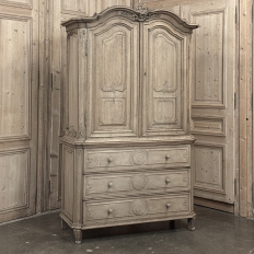 18th Century Liégeois Régence Period Stripped Oak Linen Press