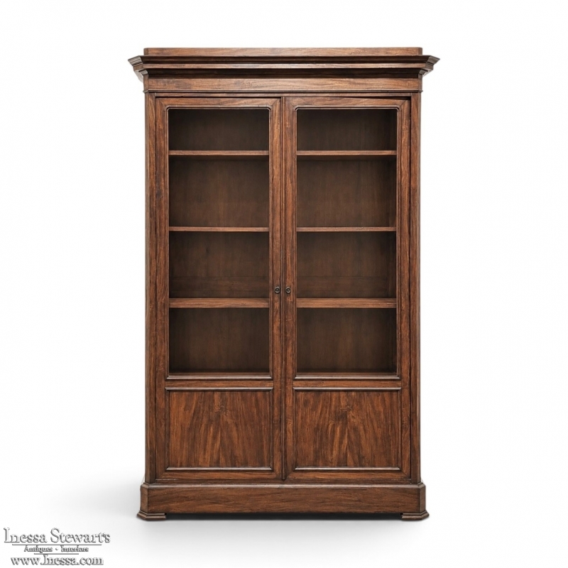 19th Century French Louis Philippe Mahogany Bookcase with Glazed Doors