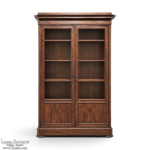 19th Century French Louis Philippe Mahogany Bookcase with Glazed Doors