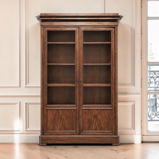 19th Century French Louis Philippe Mahogany Bookcase with Glazed Doors
