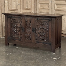 French Gothic Revival Oak Coffer Buffet with Iron Hardware