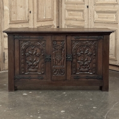 French Gothic Revival Oak Coffer Buffet with Iron Hardware