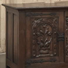 French Gothic Revival Oak Coffer Buffet with Iron Hardware