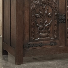 French Gothic Revival Oak Coffer Buffet with Iron Hardware