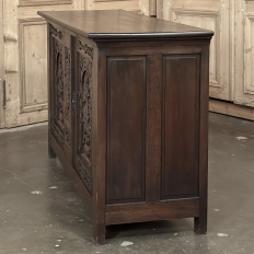 French Gothic Revival Oak Coffer Buffet with Iron Hardware