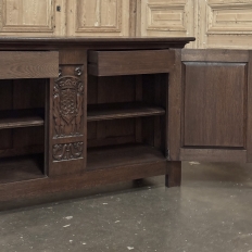 French Gothic Revival Oak Coffer Buffet with Iron Hardware