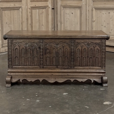 19th Century Gothic Revival Carved Oak Trunk with Hand-Forged Ironwork